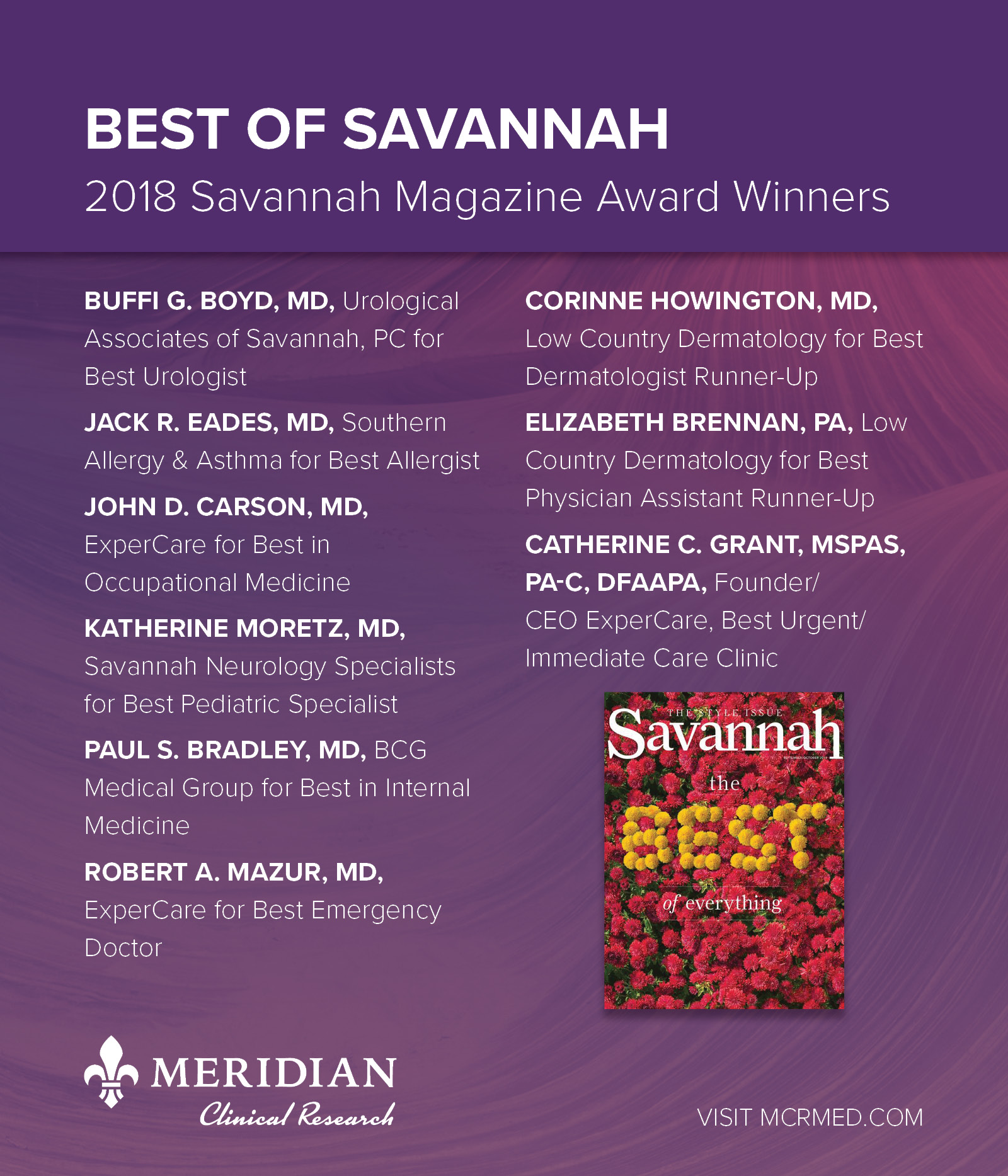 Eight Meridian Investigators Voted ‘Best of Savannah’ by Savannah